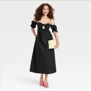 A New Day Black Off Shoulder Midi Dress, Summer Dress, Brunch Outfit, Chic Dress